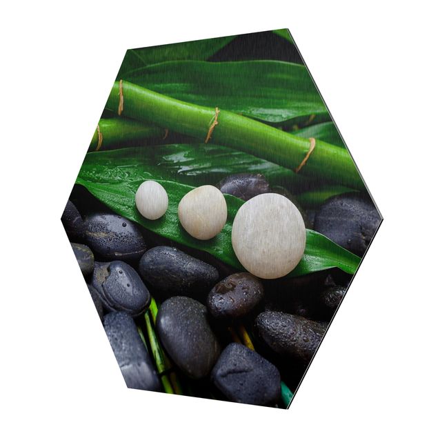 Cuadro verde Green Bamboo With Zen Stones