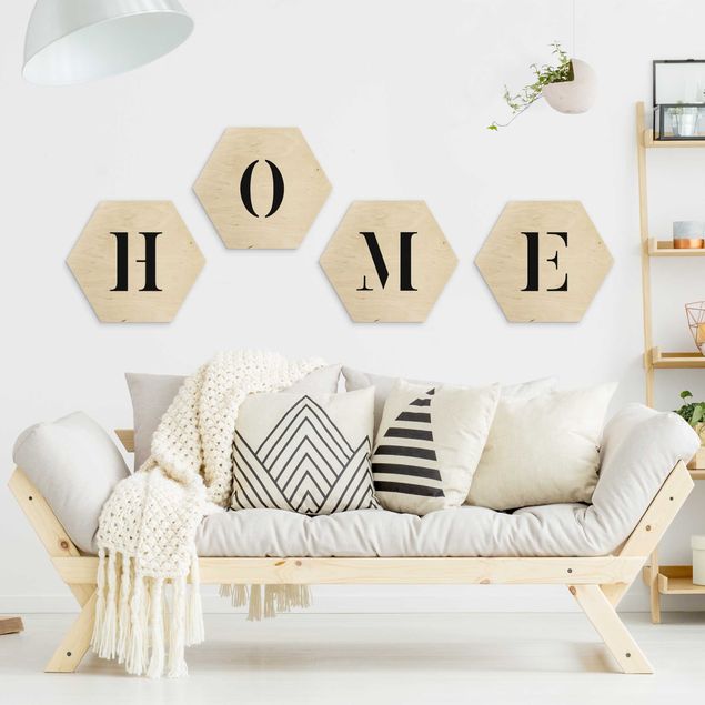 Cuadros de madera con frases Letters HOME Black Set II