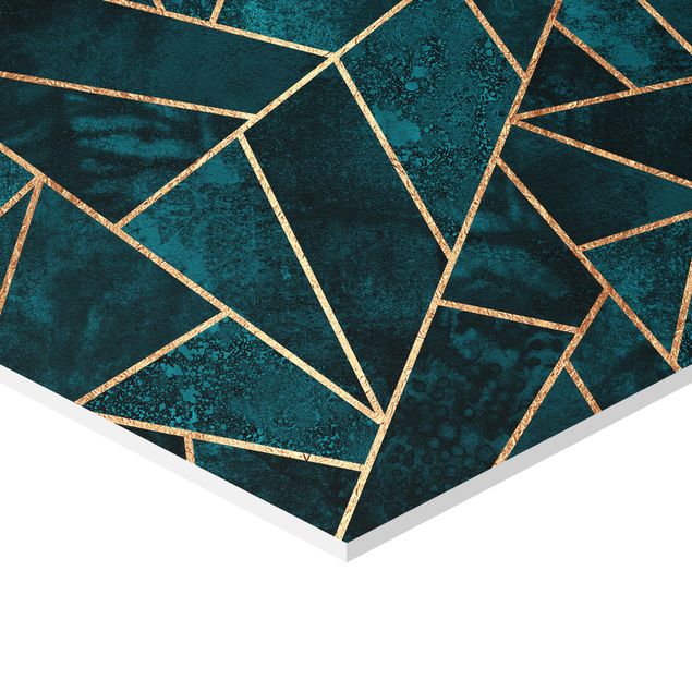 cuadro hexagonal Dark Turquoise With Gold