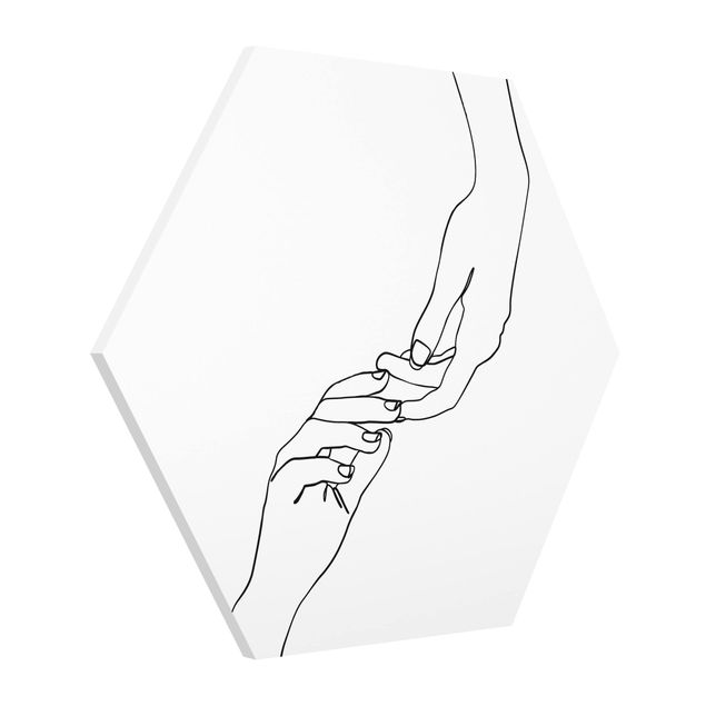 Cuadros románticos para dormitorios Line Art Hands Touching Black And White