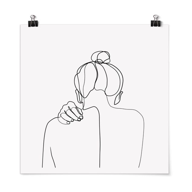 Póster cuadros famosos Line Art Woman Neck Black And White