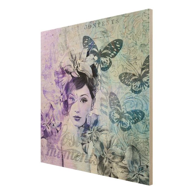 Cuadros Haase Shabby Chic Collage - Portrait With Butterflies