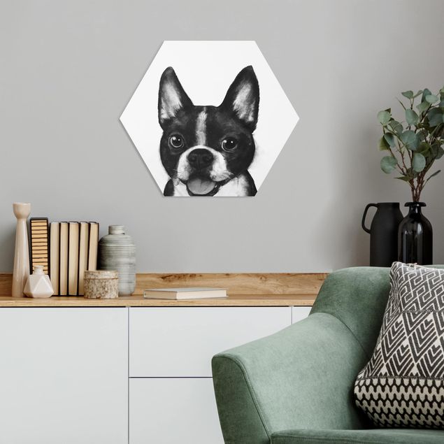 Cuadros con perritos Illustration Dog Boston Black And White Painting