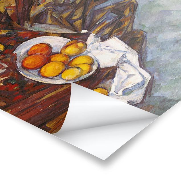 Láminas de cuadros famosos Paul Cézanne - Still Life, Flower Curtain, And Fruits