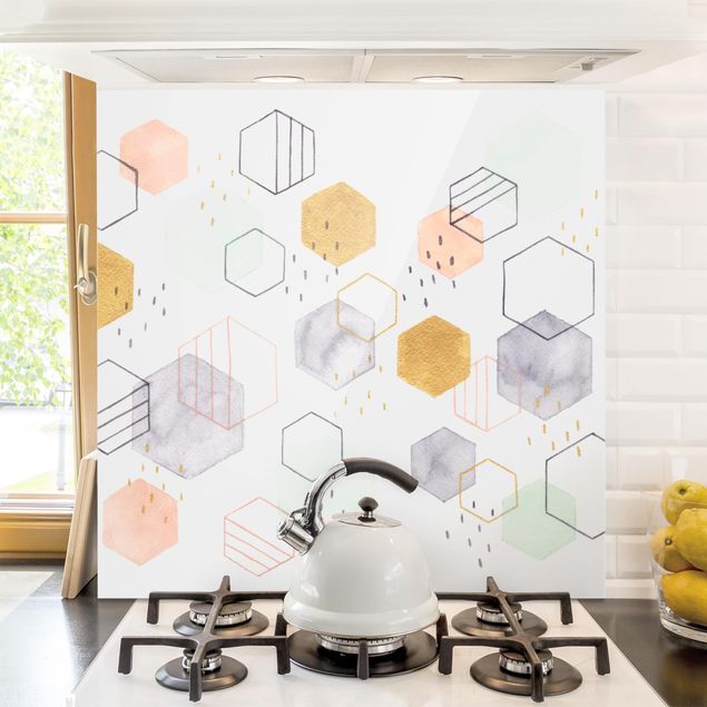 Panel antisalpicaduras cocina patrones Hexagonal Scattering I