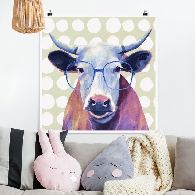 Póster de animales Animals With Glasses - Cow