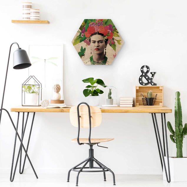 Cuadros de madera flores Frida Kahlo - Flower Portrait