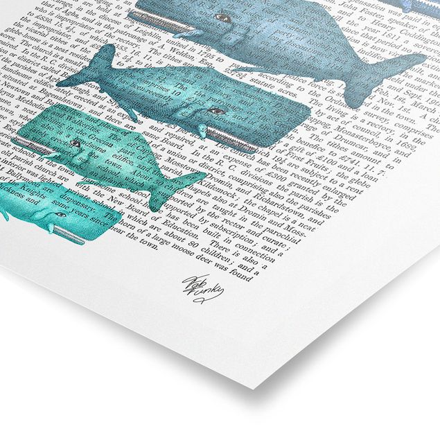 Cuadros azules Animal Reading - Whale Family