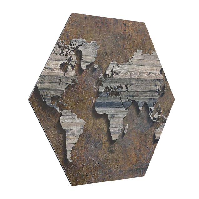 Cuadros decorativos modernos Wooden Grid World Map