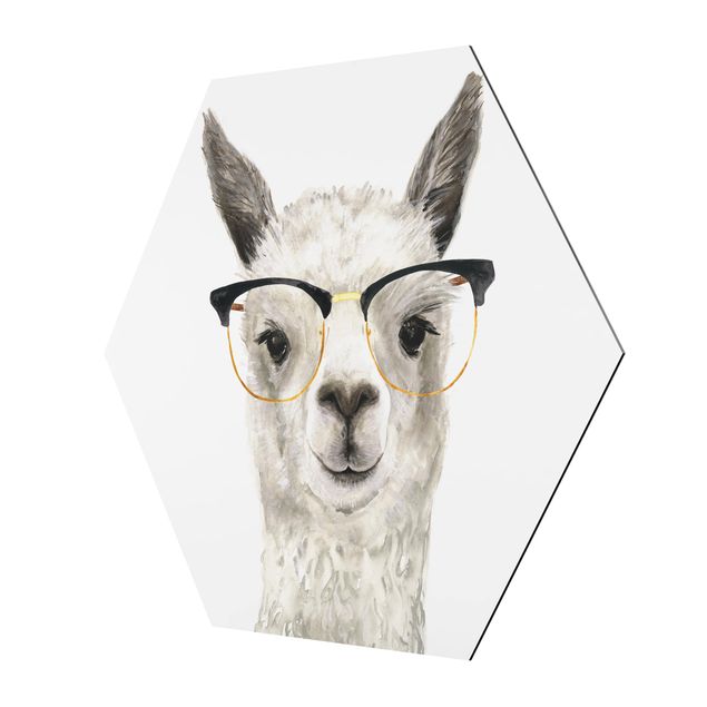 cuadros hexagonales Hip Lama With Glasses I