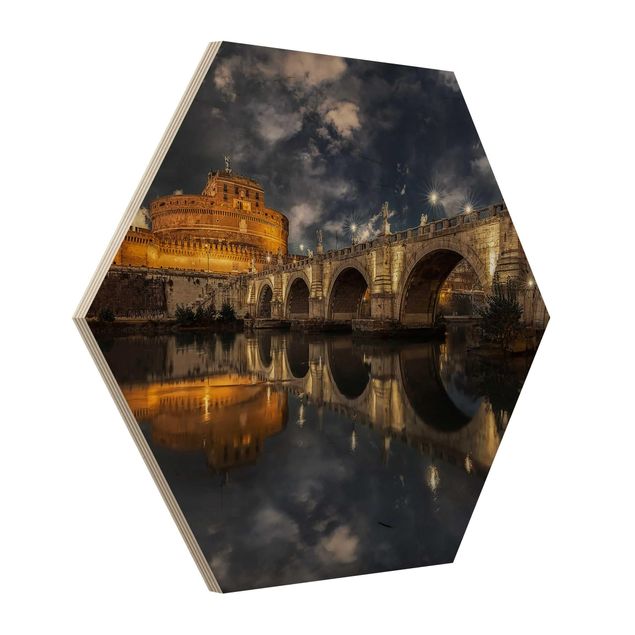 Hexagon Bild Holz - Ponte Sant'Angelo in Rom