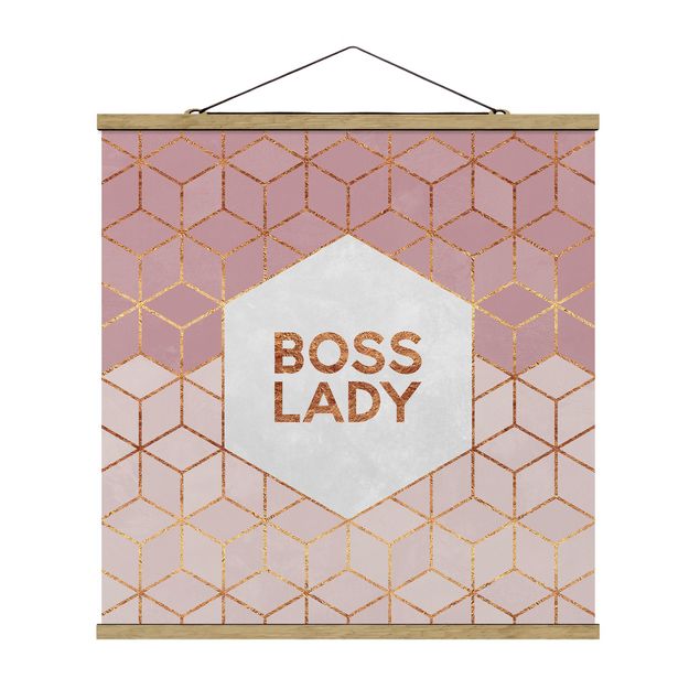 Cuadros frases Boss Lady Hexagons Pink