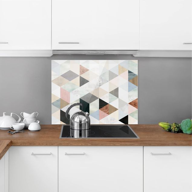 Panel antisalpicaduras cocina patrones Watercolor Mosaic With Triangles I