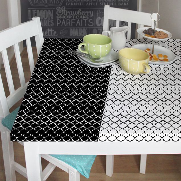 Papel adhesivo para muebles patrones Moroccan Tile Pattern Quatrefoil Set