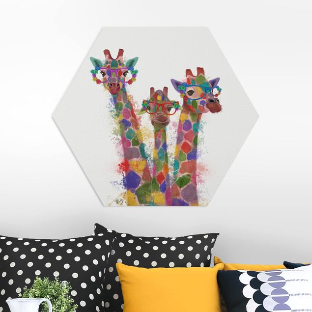 Decoración habitación infantil Rainbow Splash Giraffe Trio