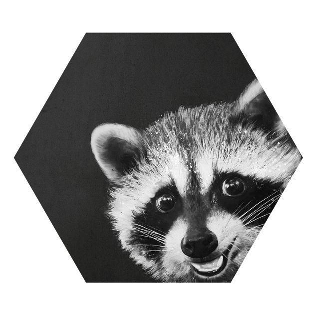 Cuadros de animales Illustration Racoon Black And White Painting