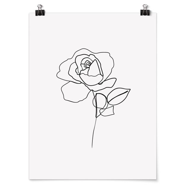 Láminas blanco y negro para enmarcar Line Art Rose Black White