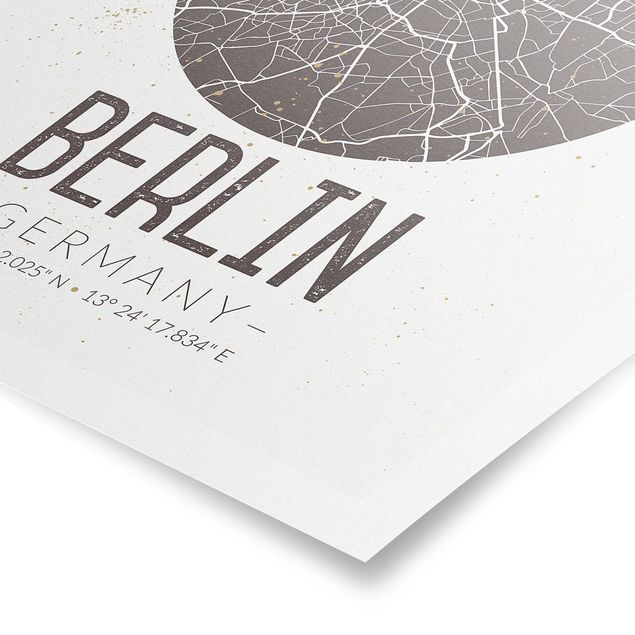 Póster mapamundi grande City Map Berlin - Retro