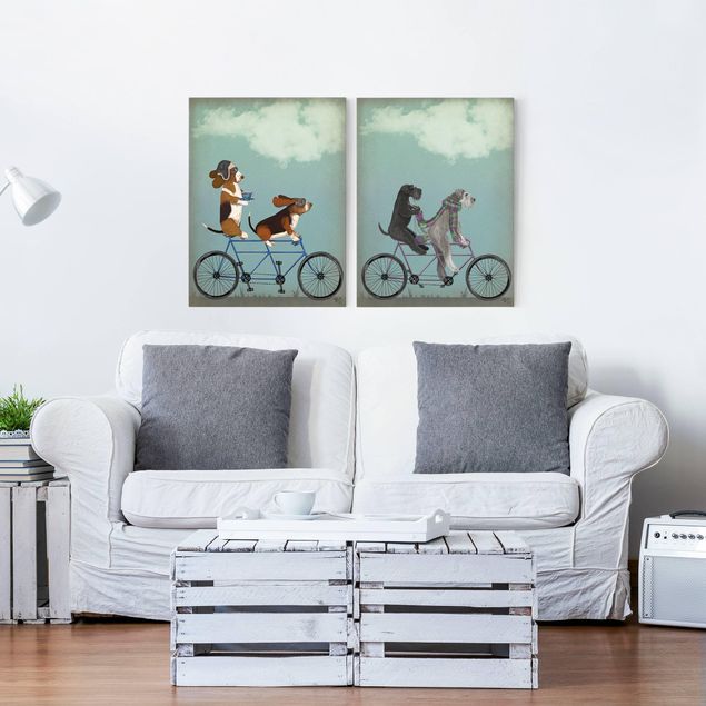 Decoración habitación infantil Cycling - Bassets And Schnauzer Tandem Set II