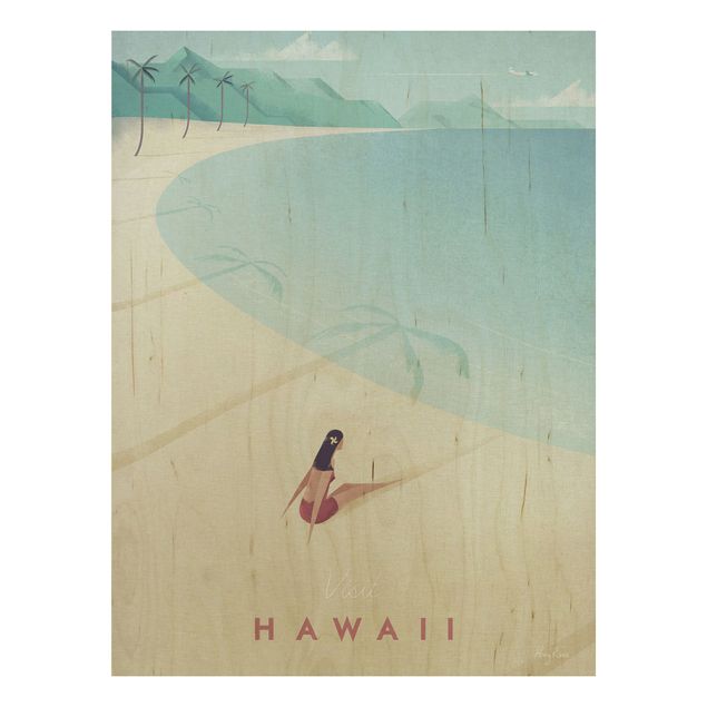 Cuadros de madera paisajes Travel Poster - Hawaii