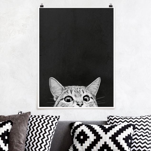 Decoración en la cocina Illustration Cat Black And White Drawing