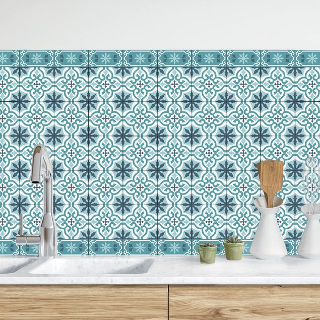 Decoración en la cocina Geometrical Tile Mix Cross Turquoise