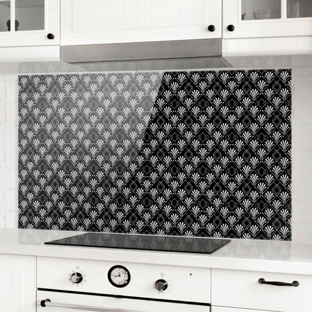 Decoración de cocinas Glitter Look With Art Deko Pattern On Black