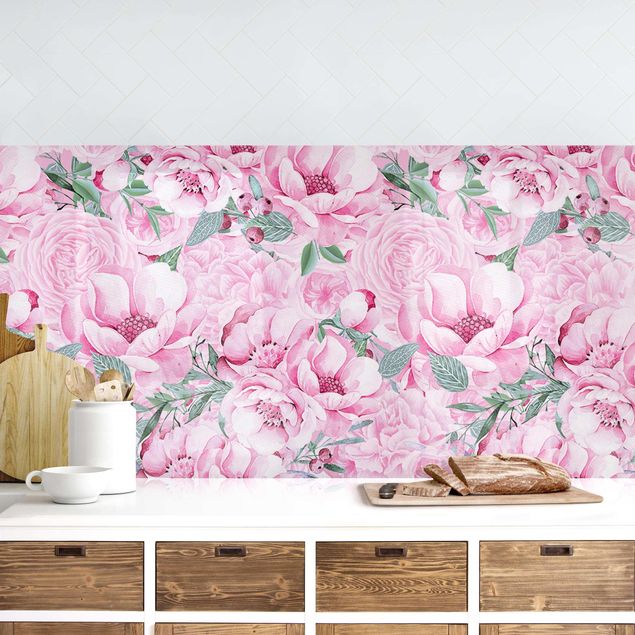 Decoración de cocinas Pink Flower Dream Pastel Roses In Watercolour