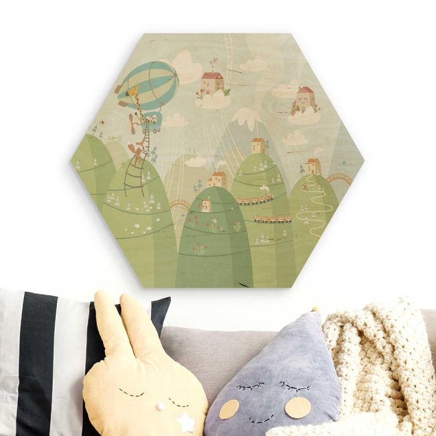 Decoración infantil pared Forest With Houses And Animals