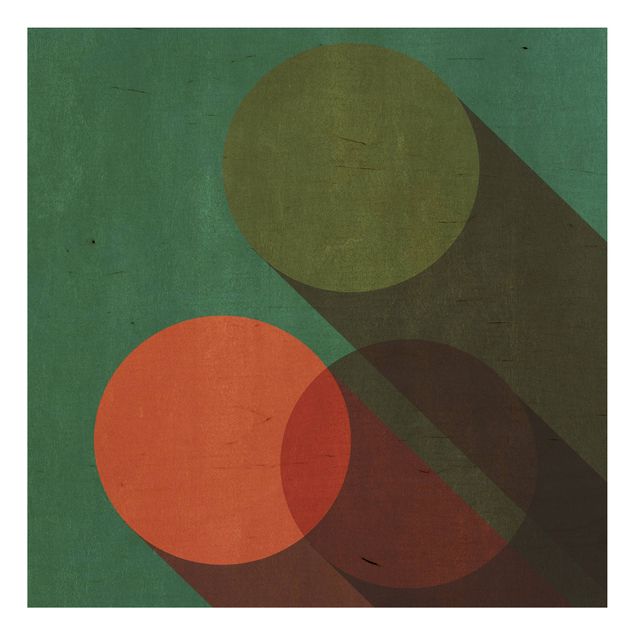 Cuadros de Kubistika Abstract Shapes - Circles In Green And Red
