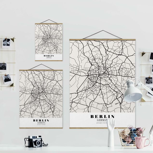 Cuadros a blanco y negro Berlin City Map - Classic