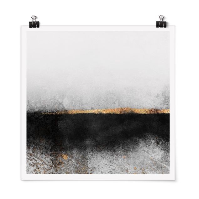 Láminas abstractas Abstract Golden Horizon Black And White