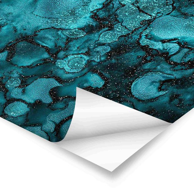Cuadros modernos Turquoise Drop With Glitter