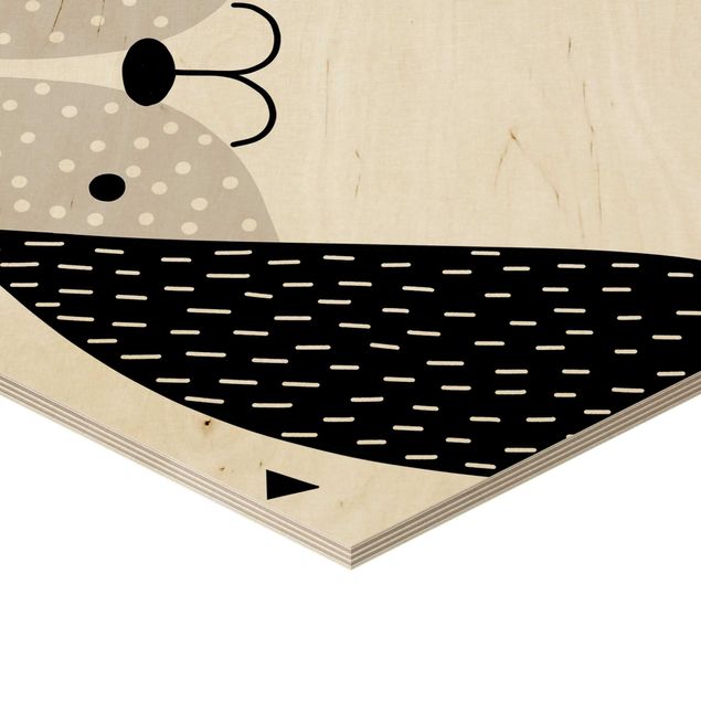 Hexagon Bild Holz - Tierpark mit Mustern - Hund