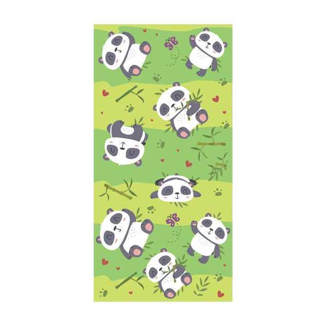 Alfombras modernas Cute Panda On Green Meadow