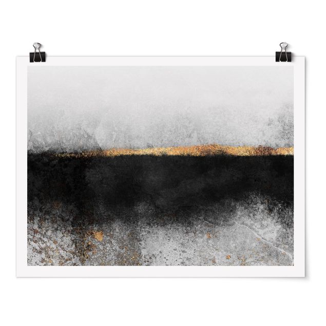 Póster abstracto  Abstract Golden Horizon Black And White