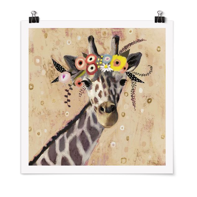 Póster de animales Klimt Giraffe
