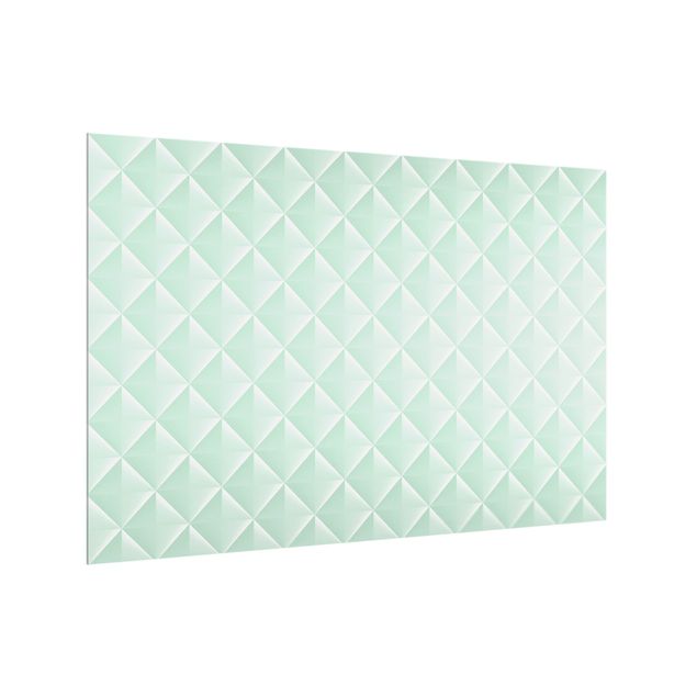 panel-antisalpicaduras-cocina Geometric 3D Diamond Pattern In Mint