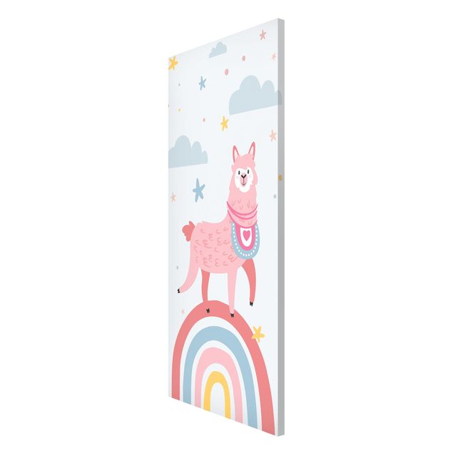 Tableros magnéticos animales Lama On Rainbow With Stars And Dots