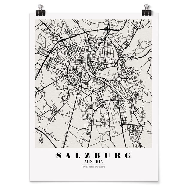 Póster frases Salzburg City Map - Classic
