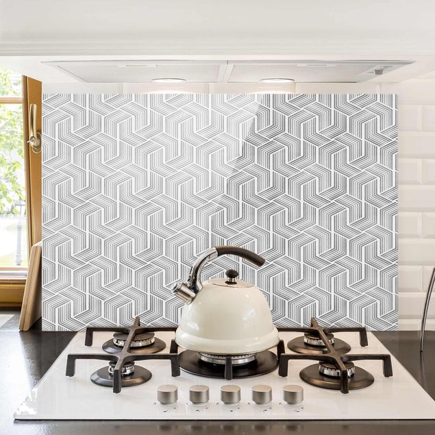 Decoración de cocinas 3D Pattern With Stripes In Silver
