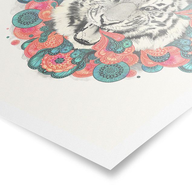 Reproducciónes de cuadros Illustration Tiger Drawing Mandala Paisley