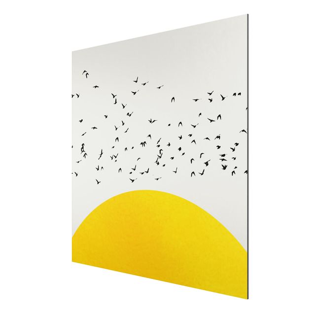 Cuadros famosos Flock Of Birds In Front Of Yellow Sun