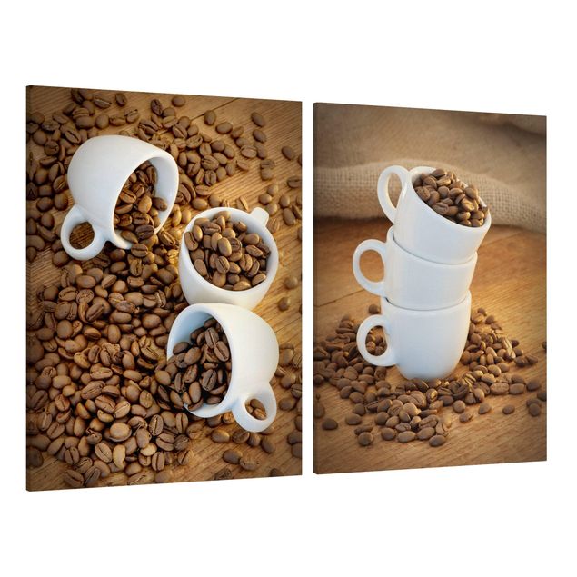 Cuadros modernos 3 espresso cups with coffee beans