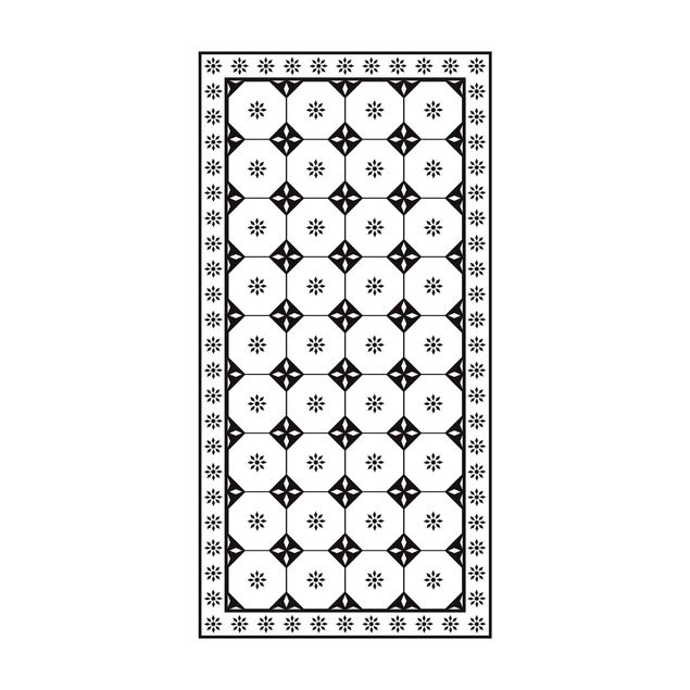 Alfombras modernas Geometrical Tiles Cottage Black And White With Border