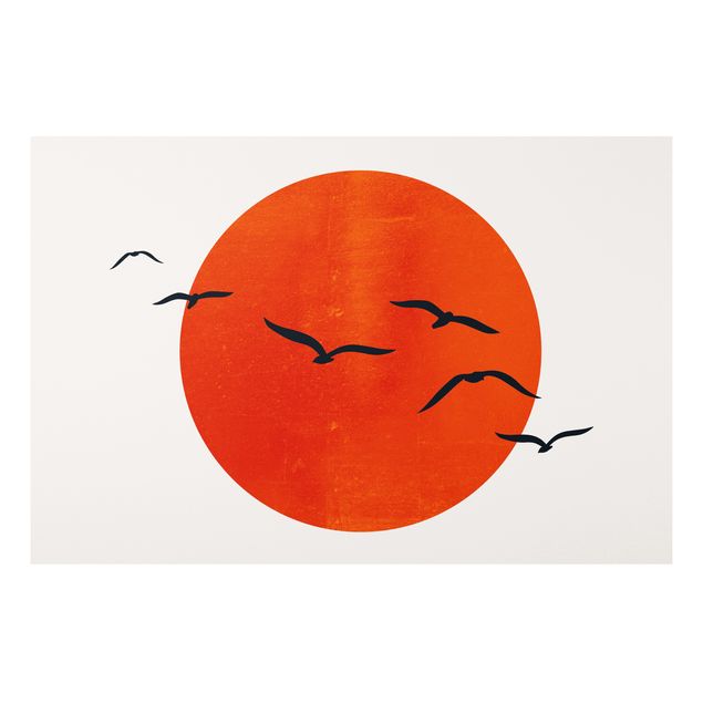 Cuadros paisajes Flock Of Birds In Front Of Red Sun I