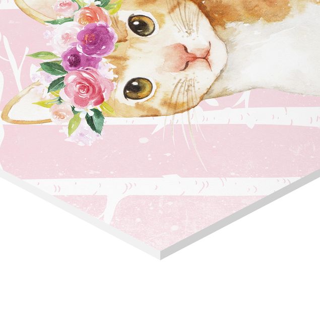Cuadros decorativos Watercolor Cat Pink