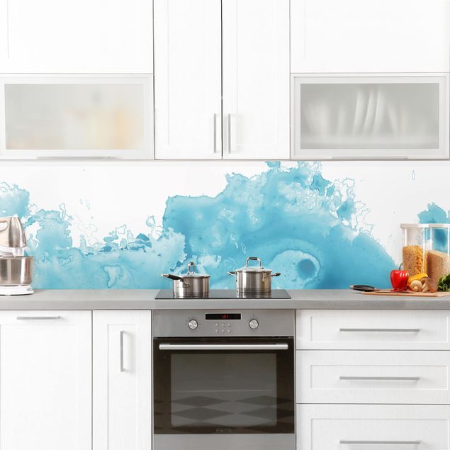 Salpicaderos de cocina Wave Watercolour Turquoise l