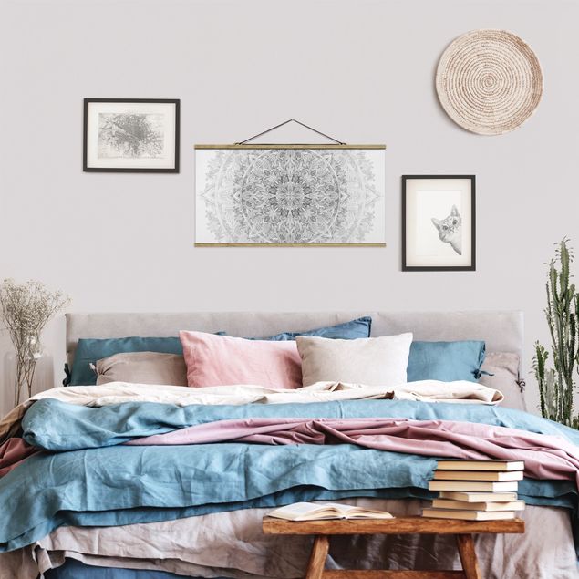 Cuadros de mandalas para dormitorios Mandala Watercolour Ornament Pattern Black White