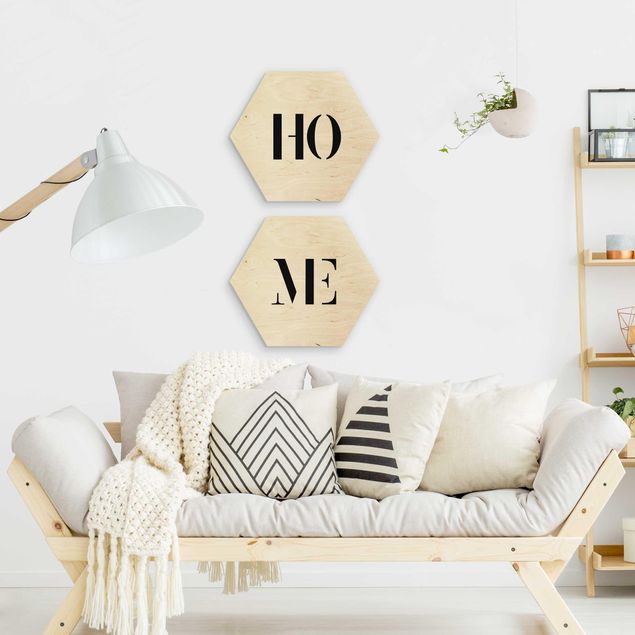 Cuadros de madera con frases Letters HOME Black Set I